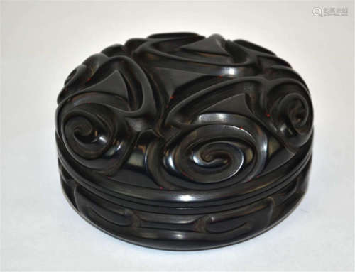 Chinese Black Lacquer Round Box