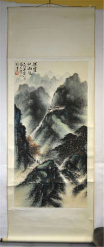 Chinese Watercolor Landscape Painting on Scroll