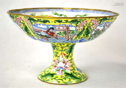 Chinese Enameled Bronze Footed Bowl