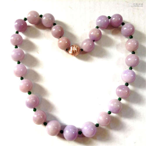 Natural Lavender Jadeite Beaded Necklace GIA CERT