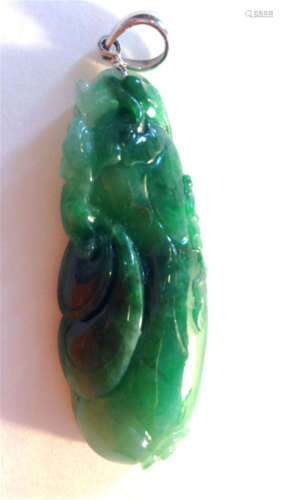 Carved Natural Green Jadeite Pendant