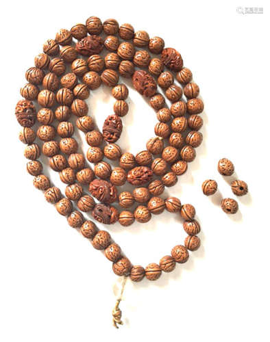 Chinese Carved Boddi Beads Necklace