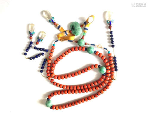Chinese Coral Beads Court Necklace