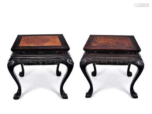 A PAIR OF SUANZHI WOOD SQUARE TABLES