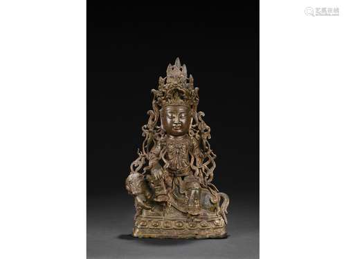 A BRONZE FIGURE OF SAMANTABHADRA