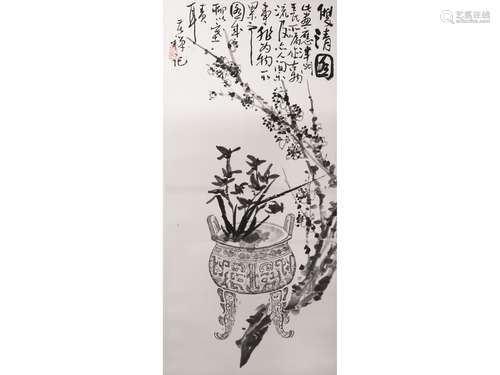 AN INK ON PAPER 'PLUM BLOSSOMS' PAINTING