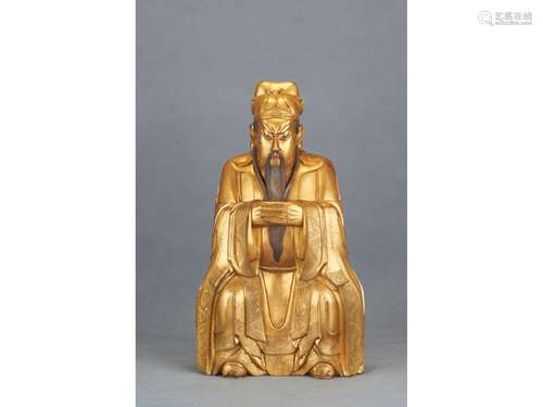 A GILT-BRONZE FIGURE OF GUANDI