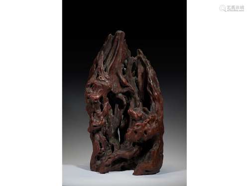 AN AGARWOOD CARVED MOUNTAIN BOULDER