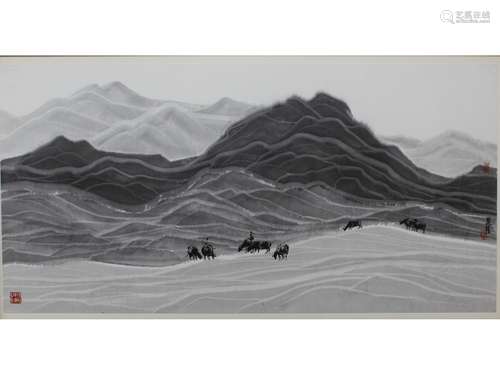 DU YINGQIANG: INK AND COLOR ON PAPER PAINTING