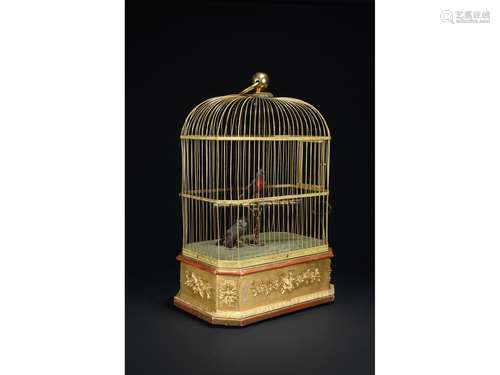 A FRENCH BIRD SINGING CAGE AUTOMATION