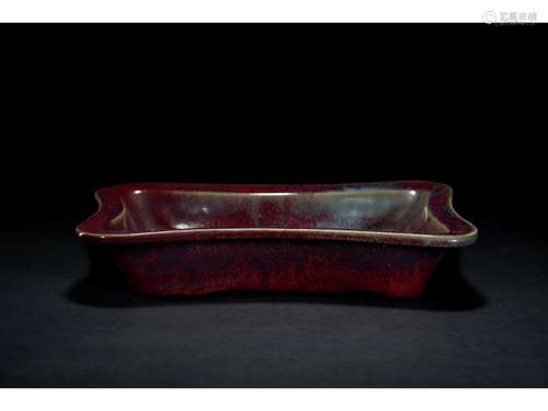 A RED AND VIOLET GLAZED JUN-TYPE PLANTER