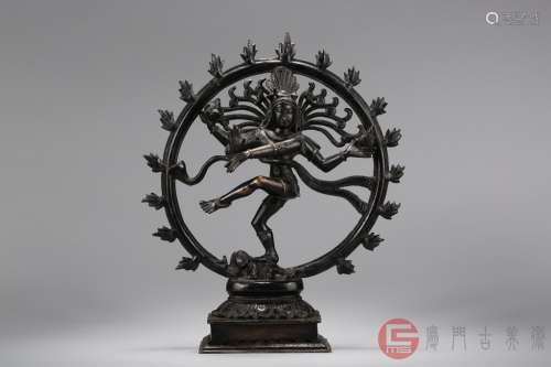 清代. 柔美包浆精工铜铸印度湿婆神像立像摆件