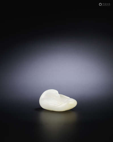 A white jade goose18th century