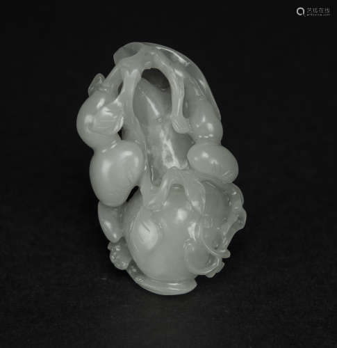 Qing-A Fine Chinese White Jade Carved Double-Gourd Pendant