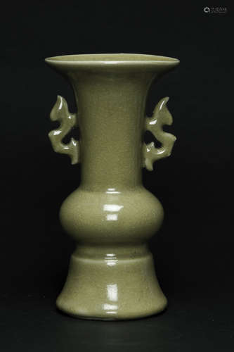 A Chinese Yellowish Double Ear Vase