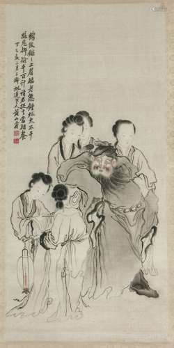 HUANG SHANSHOU (1855-1919) Chinese Painting. Ink And Color On Silk, Hanging Scroll, In Year 1917.