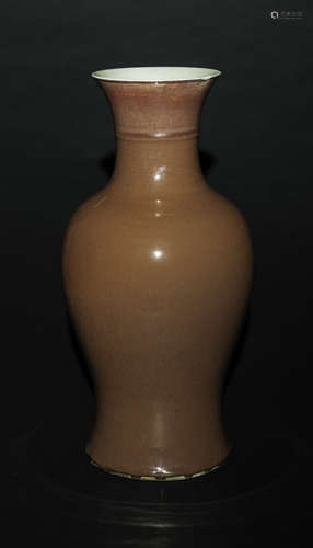 Qing- A Copper Red-Glazed Vase<br>H:40.5 cm. (16 in.)