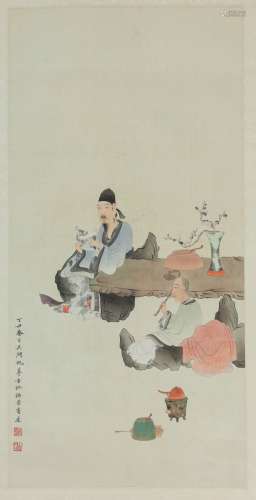 WU HUFAN (1894-1968) Chinese Painting . Ink And Color On Paper, In Year 1937.