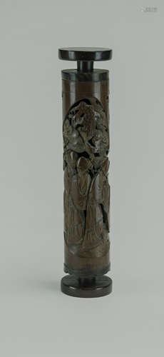 Qing - A Bamboo Carved ‘Beauty’ Incense Cylinder