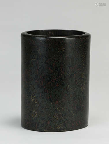 Qing-A Lacquered Bamboo Brush Pot<br>H:14 cm. (5 1/2 in.)