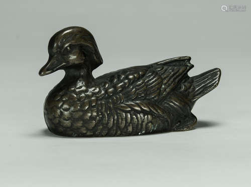 Ming Or Earlier - A Bronze Mandarin Duck Seat Weight