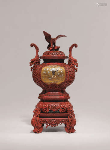 十八-十九世纪 剔红百宝嵌炉