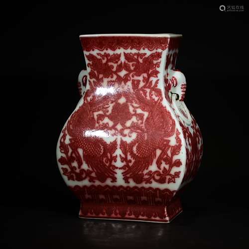 QIANLONG MARK, A COPPER RED VASE