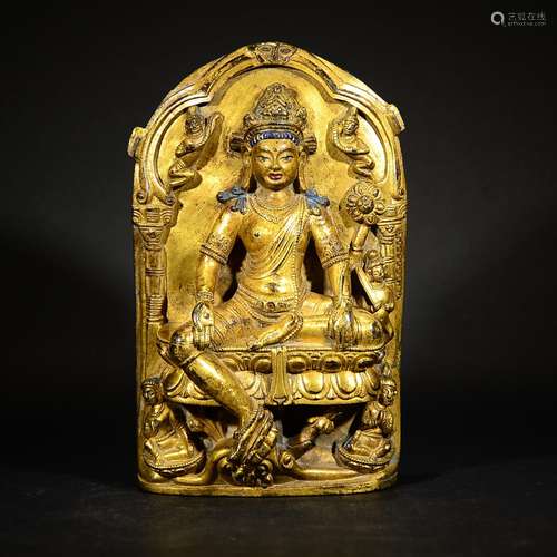 QING D., A GILT BODHISATTVA FIGURE STAND