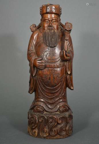 QING OR LATER, A CARVED WOOD FIGURE