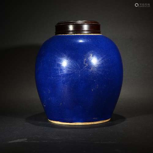 QING D., A BLUE GLAZED JAR