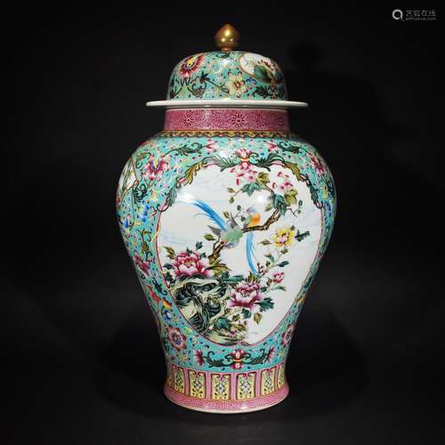 20TH C., A FAMILLE ROSE FLOWER JAR