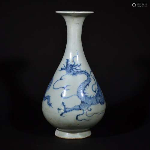 YUAN OR LATER, A BLUE AND WHITE DRAGON VASE