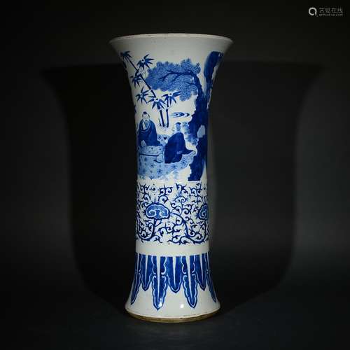 QING D., A BLUE AND WHITE FIGURAL VESSEL