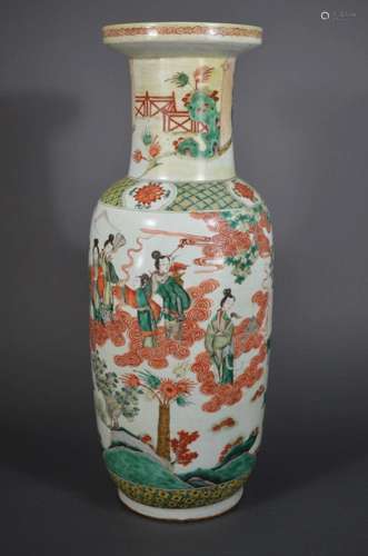 QING D., A WUCAI FIGURAL VASE