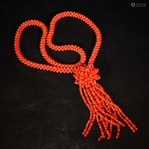 A TAIWAN RED CORAL NECKLACE