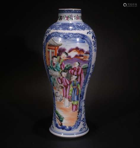 18TH C., A FAMILLE ROSE FIGURAL VASE