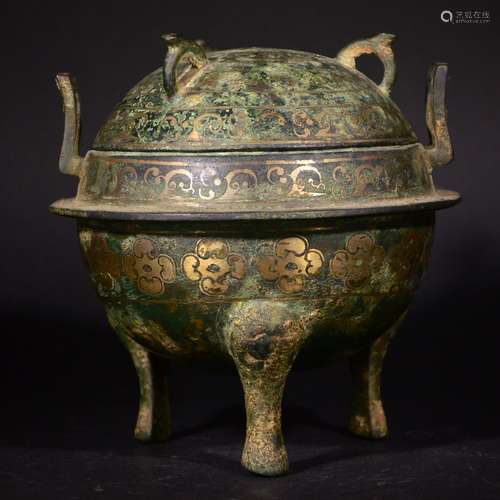 HAN D., A GILT BRONZE CENSER