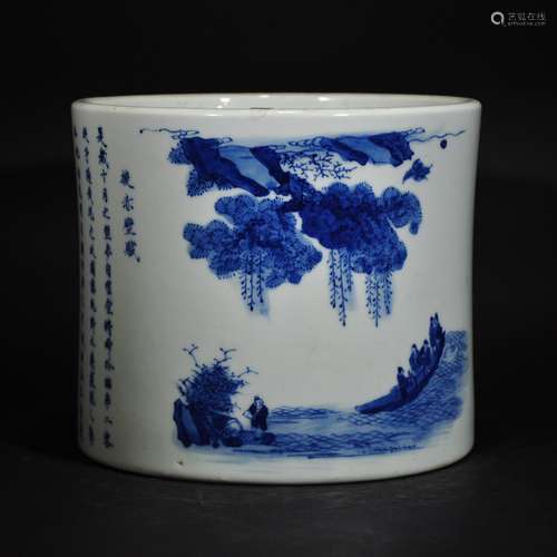 QING OR LATER, A BLUE AND WHITE BRUSHPOT