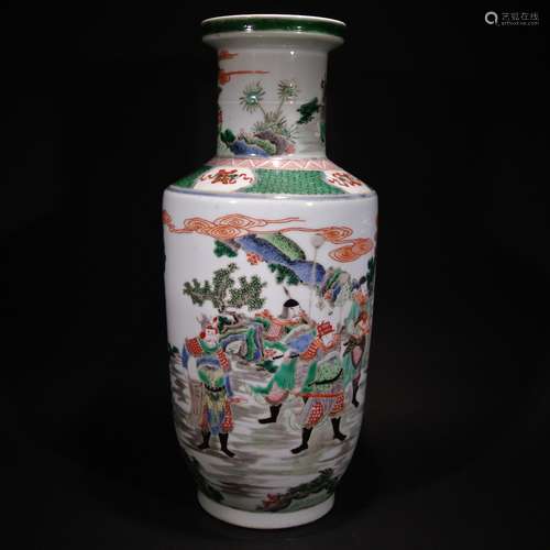 QING D., A WUCAI FIGURAL VASE