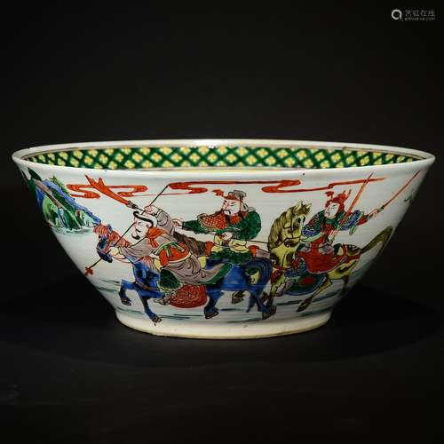 REPUBLIC PERIOD, A WUCAI GIFURAL MASSIVE BOWL