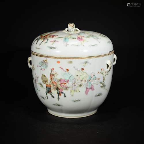 QING OR LATER, A FAMILLE ROSE FIGURAL CUP