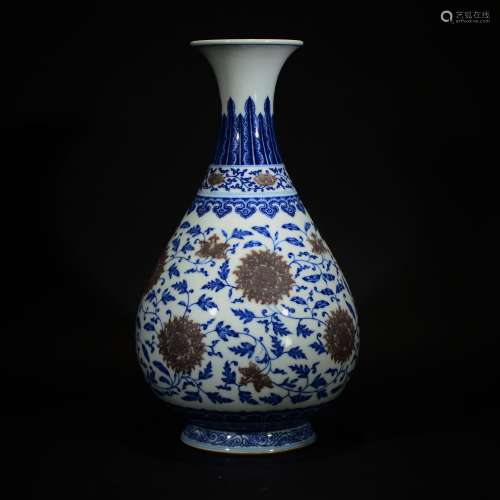 YONGZHENG MARK, A RED AND BLUE VASE