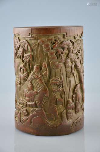 QING D., A CARVED BAMBOO BRUSHPOT