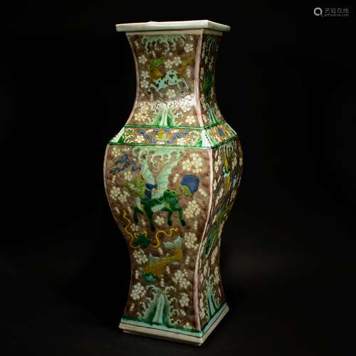 KANGXI MARK, A SANCAI SQUARE VASE