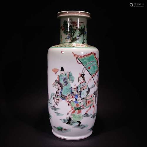 QING D., A WUCAI FIGURAL VASE