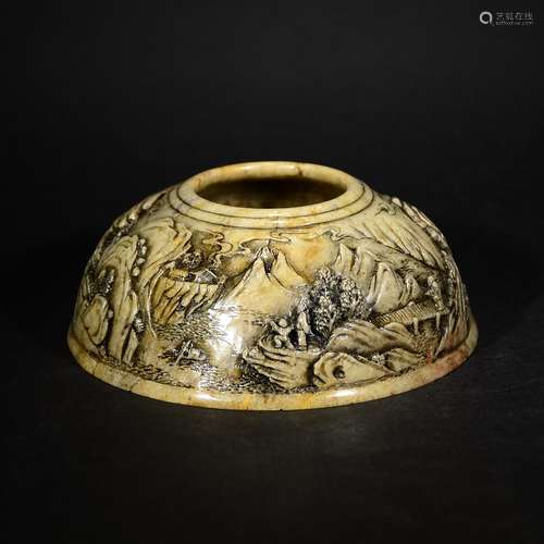 QING D., A LANDSCAPE FIGURAL WATER VESSEL