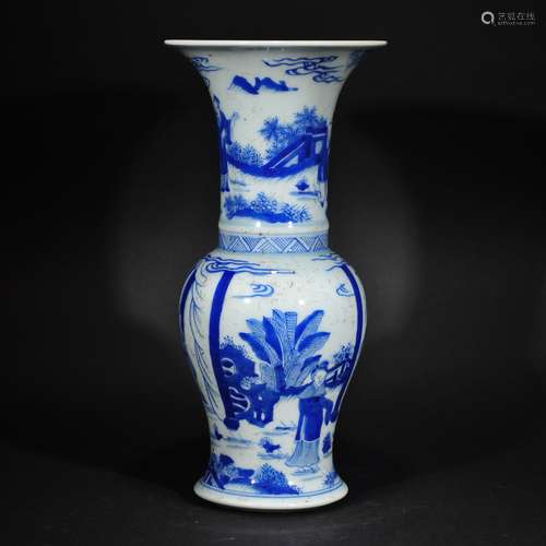 QING D., A BLUE AND WHITE FIGURAL VASE