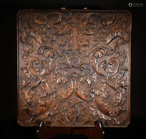 QING D., A CARVED HUANGYANG WOOD HANGING SCREEN