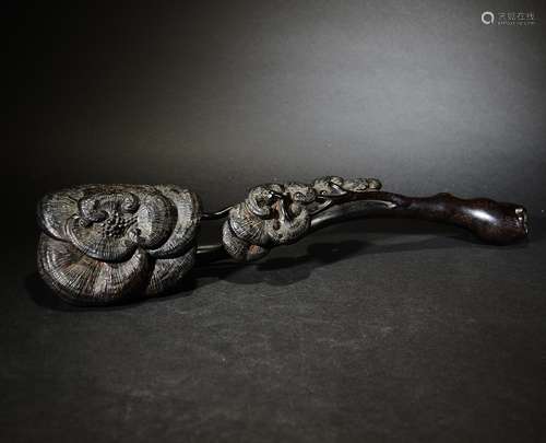 QING D., A ROSEWOOD CARVED GANODERMA RUYI