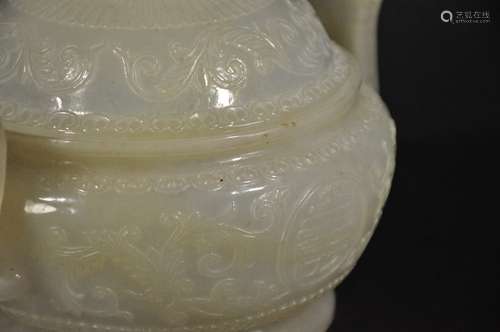 QING D., A CARVED MUGHAL STYLE JADE CENSER